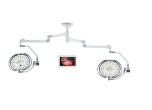 ceiling-mounted surgical light / LED / with video camera / 2-arm