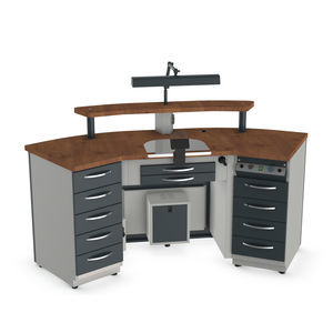 dental laboratory workstation with shelves