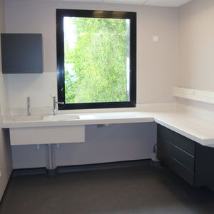 laboratory bench with sink