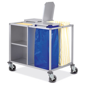 transport trolley / laundry / waste / with shelf
