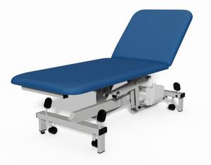 hydraulic examination table / height-adjustable / on casters / 2 sections