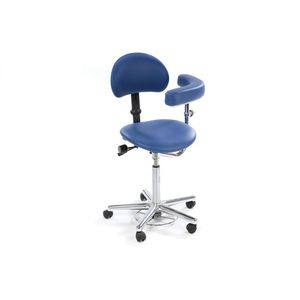 doctor's office stool / height-adjustable / on casters / with backrest