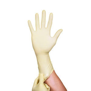 beige rubber gloves