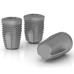 cylindrical dental implant / tapered / titanium / internal