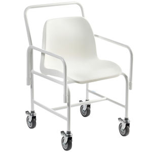 shower chair / with armrests / on casters / with backrest