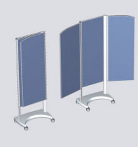 folding hospital screen / on casters / portable / 3-panel