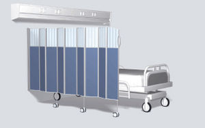 folding hospital screen / on casters / fixed / retractable