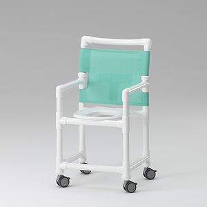 shower chair / with armrests / on casters / with cutout seat