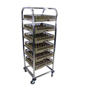 transport trolley / meal / with basket / stainless steel