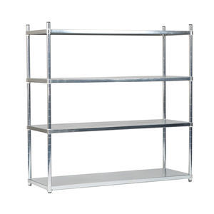 4-shelf shelving unit / open-structure / stainless steel