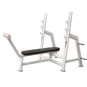 flat weight training bench / with barbell rack