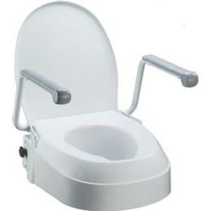 raised toilet seat with armrests