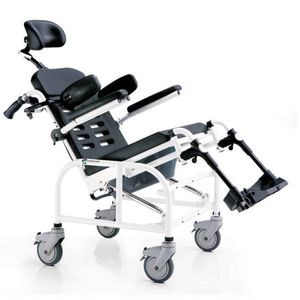 shower chair / with cutout seat / with armrests / on casters