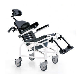 shower chair / with cutout seat / with armrests / on casters