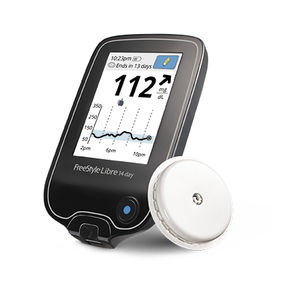 non-invasive blood glucose meter / with lancing device / with touchscreen / patch