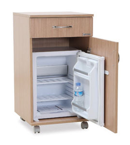 bedside table with refrigerator compartment / on casters
