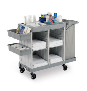 cleaning trolley / dirty linen / with waste bag holder / 4-shelf