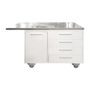veterinary examination table / fixed-height / on casters / with storage unit