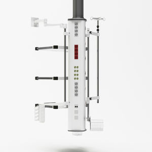 medical pendant / ceiling-mounted / with shelves / articulated
