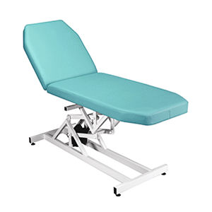 electric examination table / height-adjustable / on casters / 2 sections