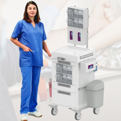 Medical cart - ECOLINE 40x40 Phlebotomy Pro 2 - Pegasus Medical Concepts - laboratory / for consumables / for medicine