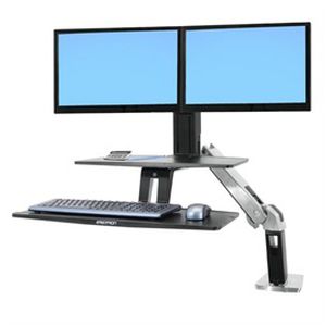 Monitor support arm - Workfit-A - Double Black Imaging - medical / desk / with keyboard arm