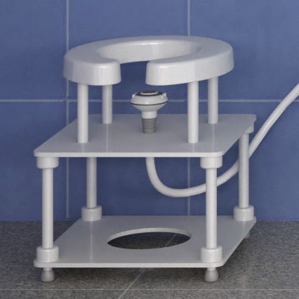 Shower stool with cutout seat - Trautwein - height-adjustable