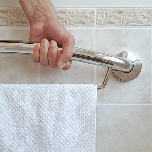 Bathroom grab bar - PLUS-TB24 - HealthCraft Products - wall-mounted / stainless steel / horizontal