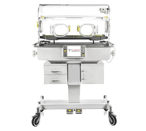 Neonatal incubator on casters - PG NEST - Progetti S.r.l. - height-adjustable / Trendelenburg / with monitor