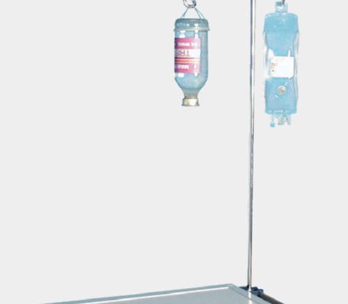Rail-mounted IV stand - 4130011 - ScanModul® - 2-hook / stainless steel