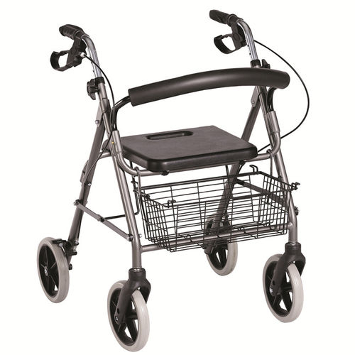 4-wheel rollator - BES-WA32 - Besco Medical - aluminium frame / with seat / with basket