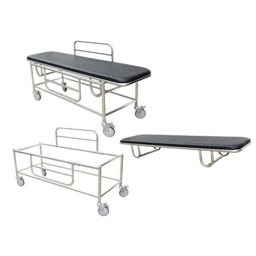 Transport stretcher trolley - BES-HB057 - Besco Medical - manual / 1 section / stainless steel