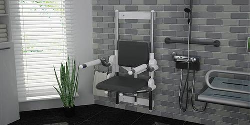 Shower seat with armrests - Aerolet - Total Hygiene - wall-mounted / height-adjustable