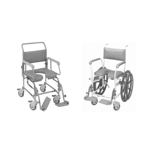 Shower chair with armrests - AquaMaster - Total Hygiene - on casters / with footrest / with cutout seat