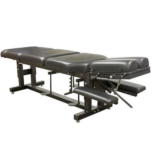 Mechanical chiropractic table - Metal Drop  - PHS Chiropractic - with armrests / with headrest / with adjustable height backrest