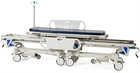 Patient transfer stretcher trolley - IB 700 - Ideal Bequem Móveis Hospitalares - manual / height-adjustable / with adjustable backrest