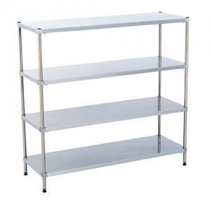 4-shelf shelving unit - TBT Medical - for container storage / for basket storage / stainless steel