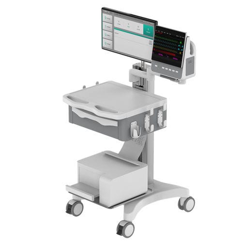 Computer cart with drawer - KRT-P-2811 - Coriton Instrument Co., Ltd. - height-adjustable / secure / modular