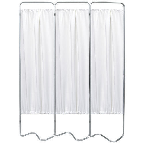 Folding hospital screen - 153053 - Omnimed - 3-panel / with curtain / aluminum