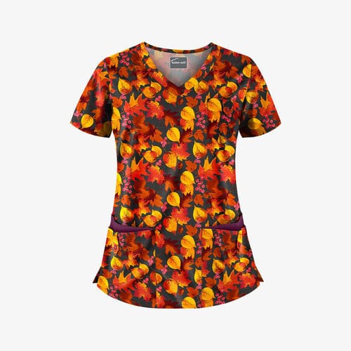 Women's scrub top - September Leaves - Uniform Advantage - L / XL / M