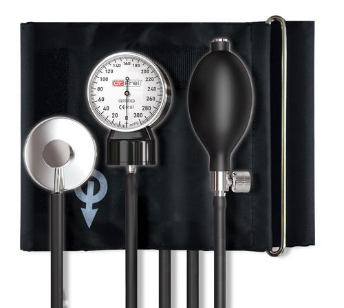 Cuff-mounted sphygmomanometer - A-20 - Global Swiss Group - with stethoscope