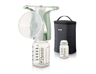 Ameda Portable Manual Breast Pump - One-Hand Operation, BPA/DEHP Free, Compatible With Storage Bottles