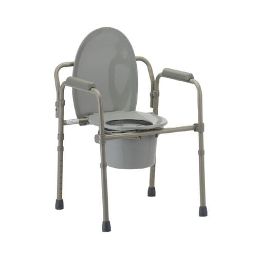 Commode chair with armrests - MHCMF - Mobb+ Health Care - with bucket / height-adjustable / folding