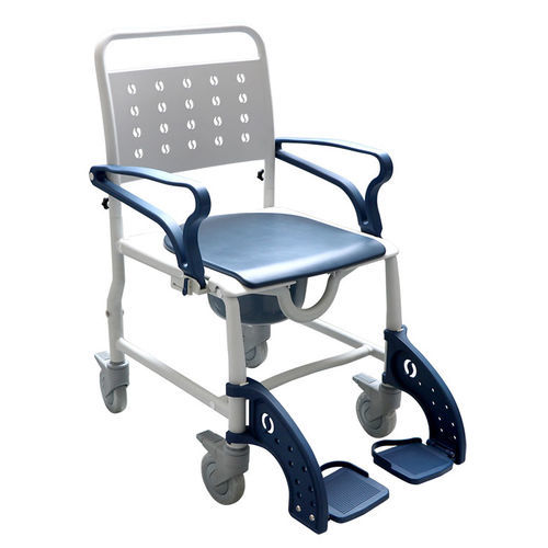 Commode chair with armrests - MHCMWC–BE - Mobb+ Health Care - on casters / with bucket