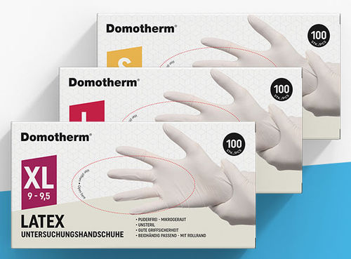 Latex gloves - PZN-17247667 - Domotherm - examination / hypoallergenic / powder-free