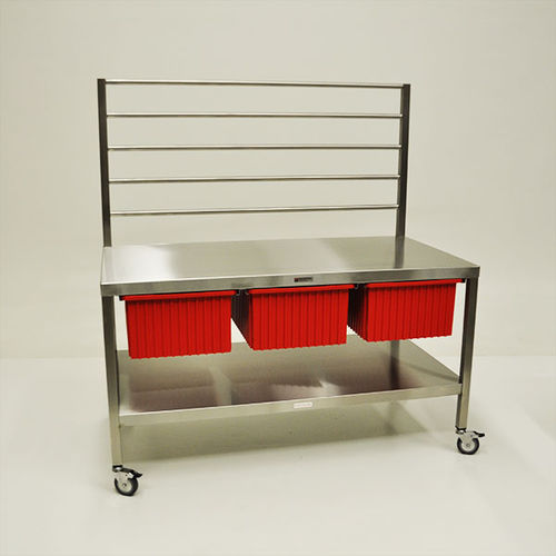 Sterilization worktop - MCM-596 - Mid Central Medical - with storage unit / stainless steel