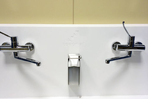 Medical wash basin - Operamed - 2-station / stainless steel / wall-mount