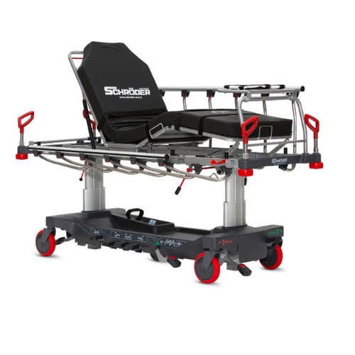 Emergency stretcher trolley - CYCLONE - SCHRODER HEALTH PROJECTS - hydraulic / height-adjustable / with adjustable backrest