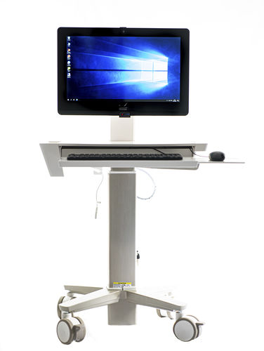 Panel PC computer cart - NOMADE ENTRY - IMPACT technologies - battery-powered / height-adjustable / with drawer