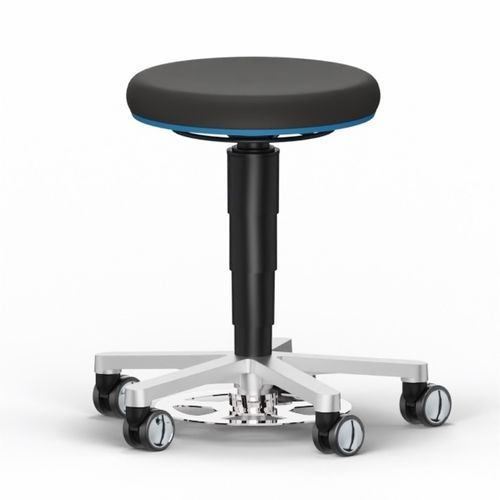 Laboratory stool - 9F63L - Bimos - height-adjustable / on casters / black